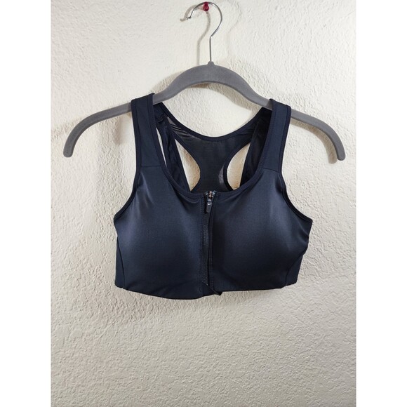 Nike Dri Fit Womens S Black High Impact Zip Front Wireless Padded Sports Bra - Picture 1 of 6